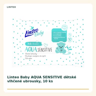 Linteo Baby AQUA SENSITIVE detské vlhčené obrúsky, 10 ks