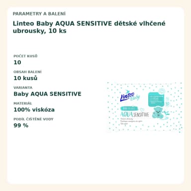 Linteo Baby AQUA SENSITIVE detské vlhčené obrúsky, 10 ks