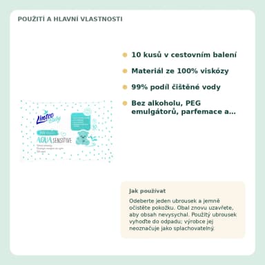 Linteo Baby AQUA SENSITIVE detské vlhčené obrúsky, 10 ks