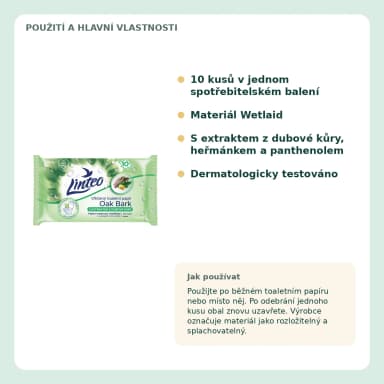 Linteo vlhčený toaletní papír s extraktem z dubové kůry, 10 ks