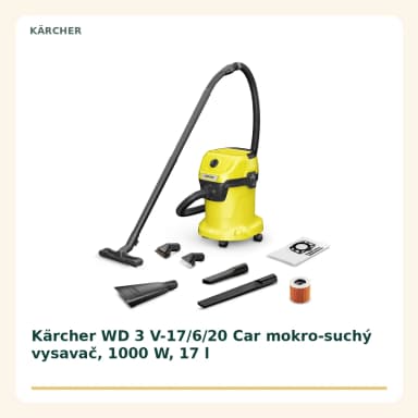 Kärcher WD 3 V-17/6/20 Car mokro-suchý vysavač, 1000 W, 17 l