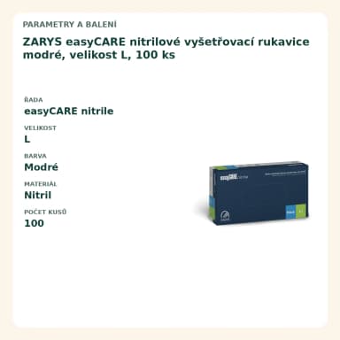 ZARYS easyCARE nitrilové vyšetřovací rukavice modré, velikost L, 100 ks