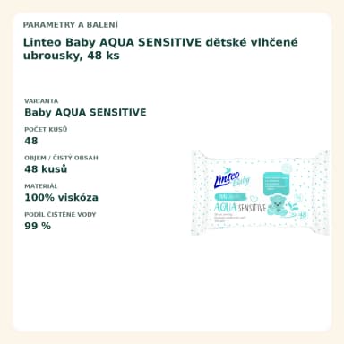 Linteo Baby AQUA SENSITIVE detské vlhčené obrúsky, 48 ks