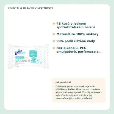 Linteo Baby AQUA SENSITIVE detské vlhčené obrúsky, 48 ks