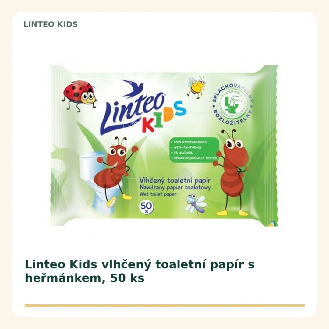 Linteo Kids vlhčený toaletní papír s heřmánkem, 50 ks