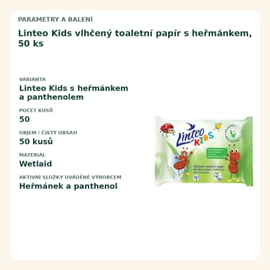 Linteo Kids vlhčený toaletní papír s heřmánkem, 50 ks