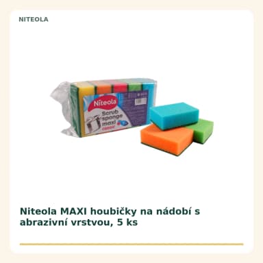Niteola MAXI houbičky na nádobí s abrazivní vrstvou, 5 ks
