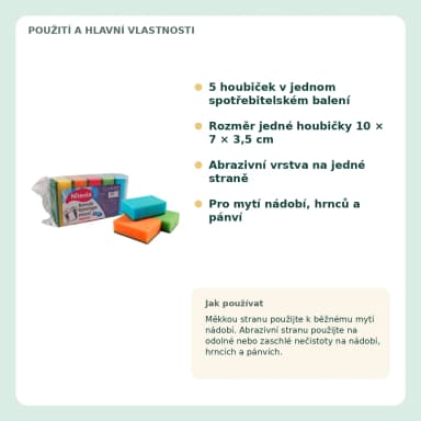 Niteola MAXI houbičky na nádobí s abrazivní vrstvou, 5 ks