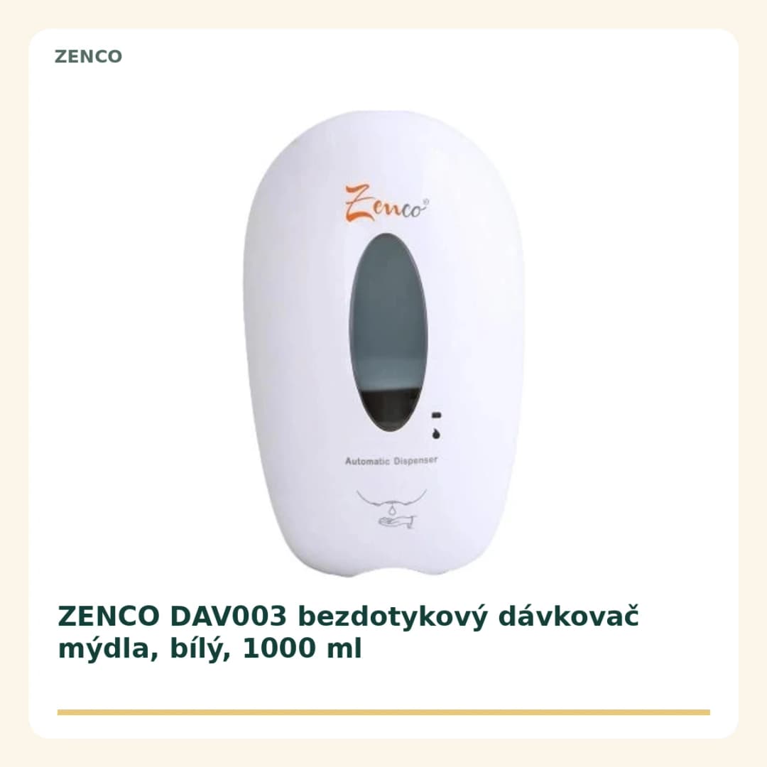 ZENCO DAV003 bezdotykový dávkovač mýdla, bílý, 1000 ml