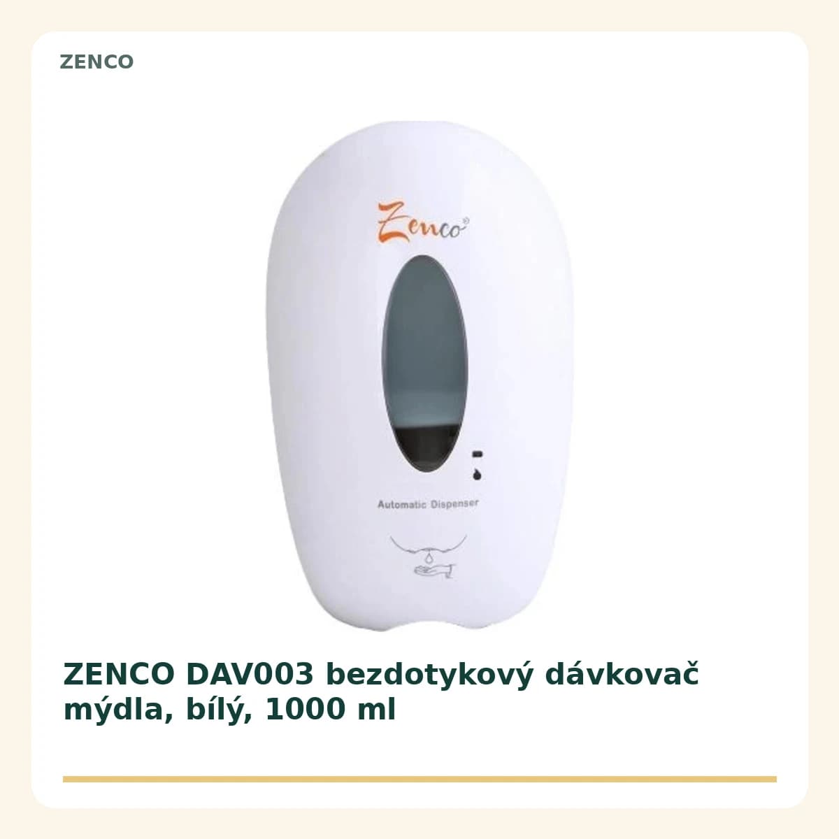 ZENCO DAV003 bezdotykový dávkovač mýdla, bílý, 1000 ml