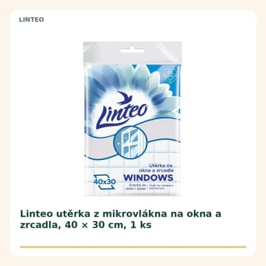 Linteo utierka z mikrovlákna na okna a zrcadla, 40 × 30 cm, 1 ks