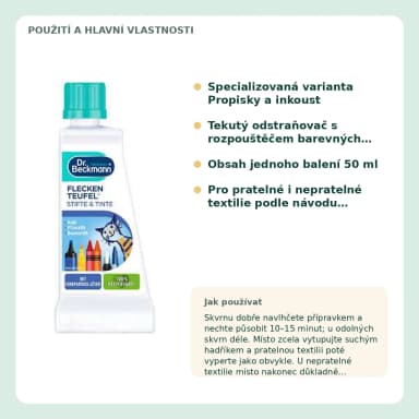 Dr. Beckmann Ďáblík na skvrny Propisky a inkoust, 50 ml