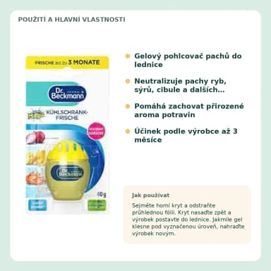 Dr. Beckmann Pohlcovač pachů do lednice, 40 g