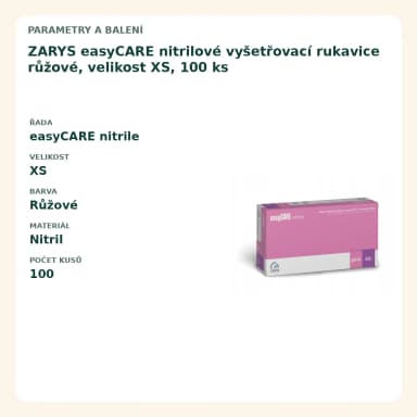 ZARYS easyCARE nitrilové vyšetřovací rukavice ružové, velikost XS, 100 ks