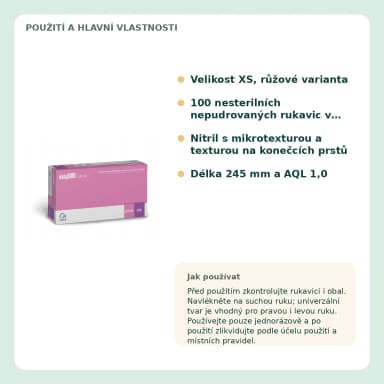 ZARYS easyCARE nitrilové vyšetřovací rukavice ružové, velikost XS, 100 ks