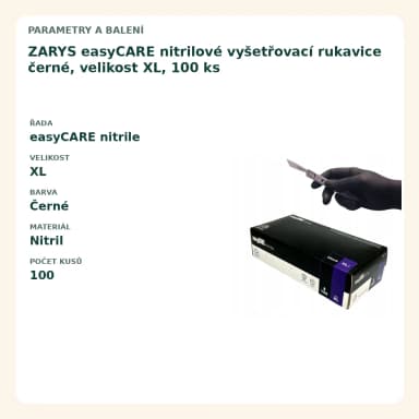 ZARYS easyCARE nitrilové vyšetřovací rukavice černé, velikost XL, 100 ks