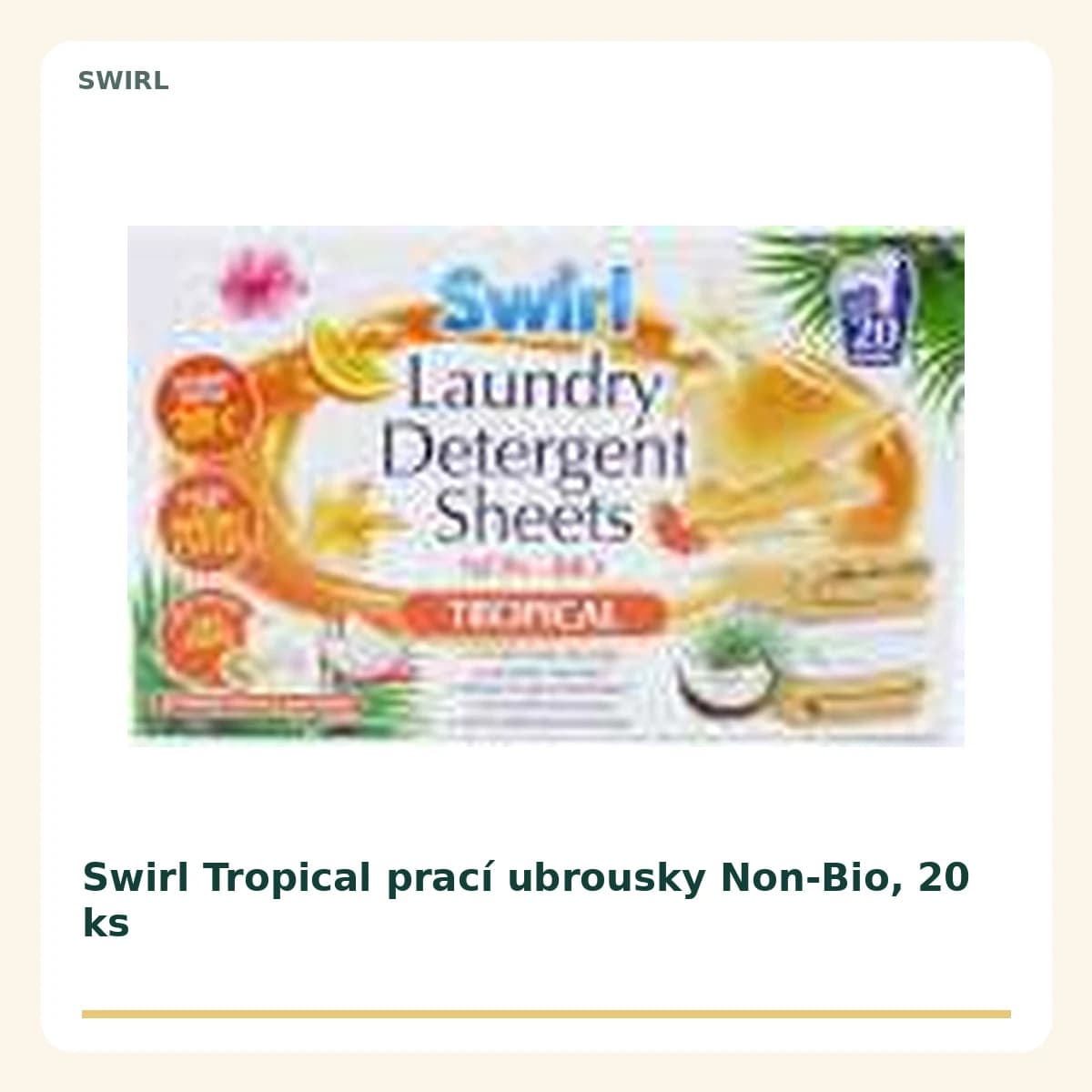 Swirl Tropical prací obrúsky Non-Bio, 20 ks