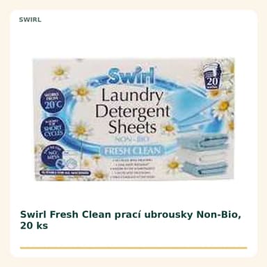 Swirl Fresh Clean prací obrúsky Non-Bio, 20 ks