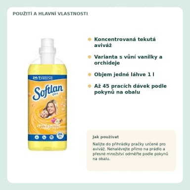 Softlan Ultra Vanilka & orchidej koncentrovaná aviváž, 1 l / 45 praní
