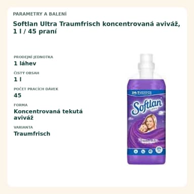 Softlan Ultra Traumfrisch koncentrovaná aviváž, 1 l / 45 praní