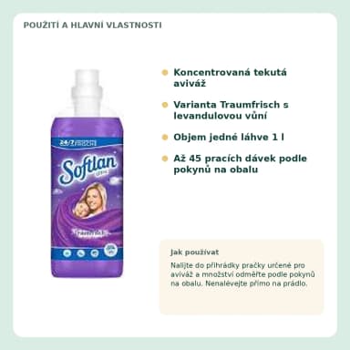 Softlan Ultra Traumfrisch koncentrovaná aviváž, 1 l / 45 praní