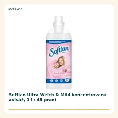 Softlan Ultra Weich & Mild koncentrovaná aviváž, 1 l / 45 praní