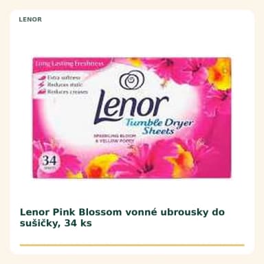 Lenor Pink Blossom vonné obrúsky do sušičky, 34 ks