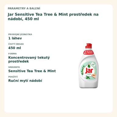 Jar Sensitive Tea Tree & Mint prostriedok na riad, 450 ml