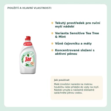 Jar Sensitive Tea Tree & Mint prostriedok na riad, 450 ml