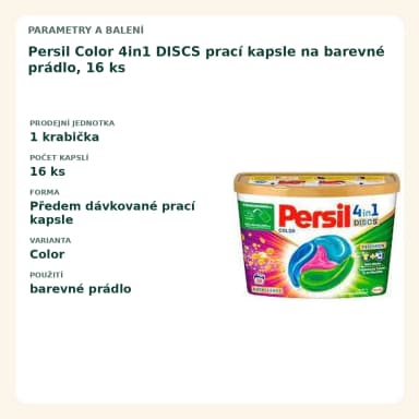 Persil Color 4in1 DISCS prací kapsle na barevné prádlo, 16 ks
