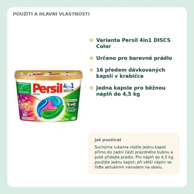 Persil Color 4in1 DISCS prací kapsle na barevné prádlo, 16 ks