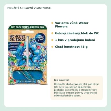 Ambi Pur WC gelová záveska Water Flowers, 45 g
