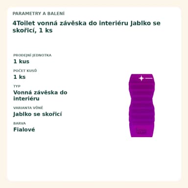 4Toilet vonná záveska do interiéru Jablko se škoricou, 1 ks