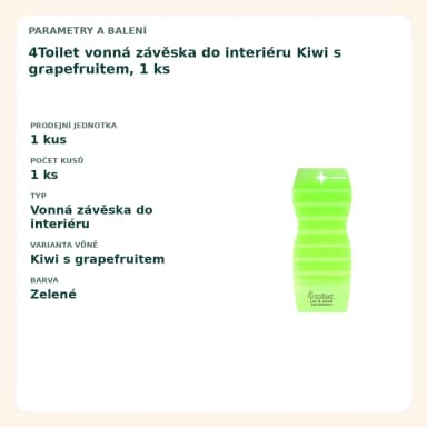4Toilet vonná záveska do interiéru Kiwi s grapefruitem, 1 ks