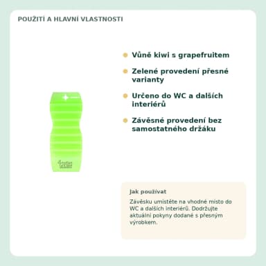 4Toilet vonná záveska do interiéru Kiwi s grapefruitem, 1 ks