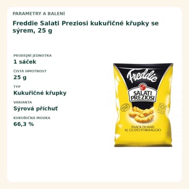 Freddie Salati Preziosi kukuričné křupky se sýrem, 25 g