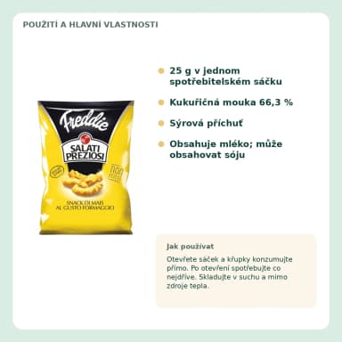 Freddie Salati Preziosi kukuričné křupky se sýrem, 25 g