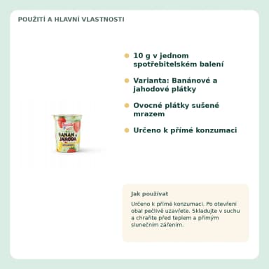 Freddie Fruits lyofilizované banánové a jahodové plátky, 10 g