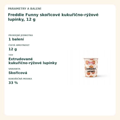 Freddie Funny škoricové kukurično-rýžové lupínky, 12 g