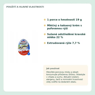 Kinder Creamy Milky & Crunchy mléčný a kakaový krém s pufovanou rýží, 19 g