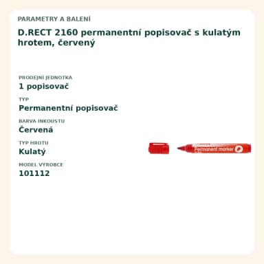 Frankospol Popisovač permanentní D.RECT 2160, červený FS-501400CRV