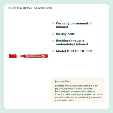 Frankospol Popisovač permanentní D.RECT 2160, červený FS-501400CRV