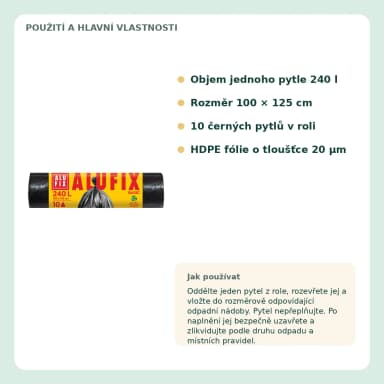 ALUFIX Economy Basic černé pytle na odpad 240 l, 10 ks