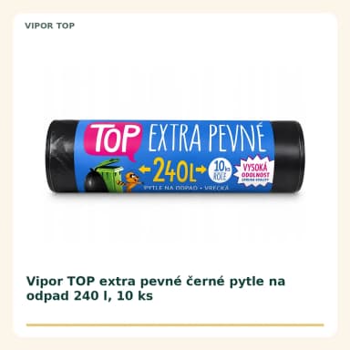 Vipor TOP extra pevné černé pytle na odpad 240 l, 10 ks