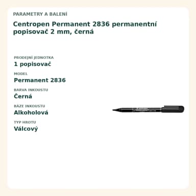 Frankospol Popisovač CENTROPEN 2836, permanentní, černý FS-501190