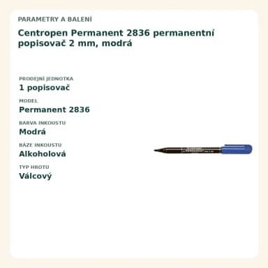 Frankospol Popisovač CENTROPEN 2836, permanentní, modrý FS-501192