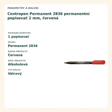 Frankospol Popisovač CENTROPEN 2836, permanentní, červený FS-501193