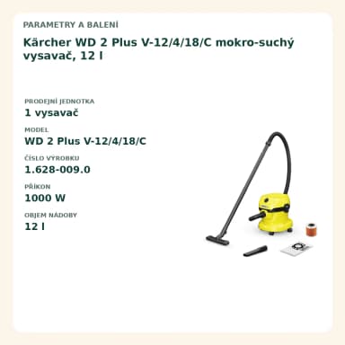 Kärcher WD 2 Plus V-12/4/18/C mokro-suchý vysavač, 12 l