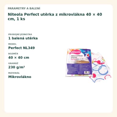 Niteola Perfect utierka z mikrovlákna 40 × 40 cm, 1 ks