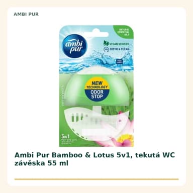 Ambi Pur Bamboo & Lotus 5v1, tekutá WC záveska 55 ml